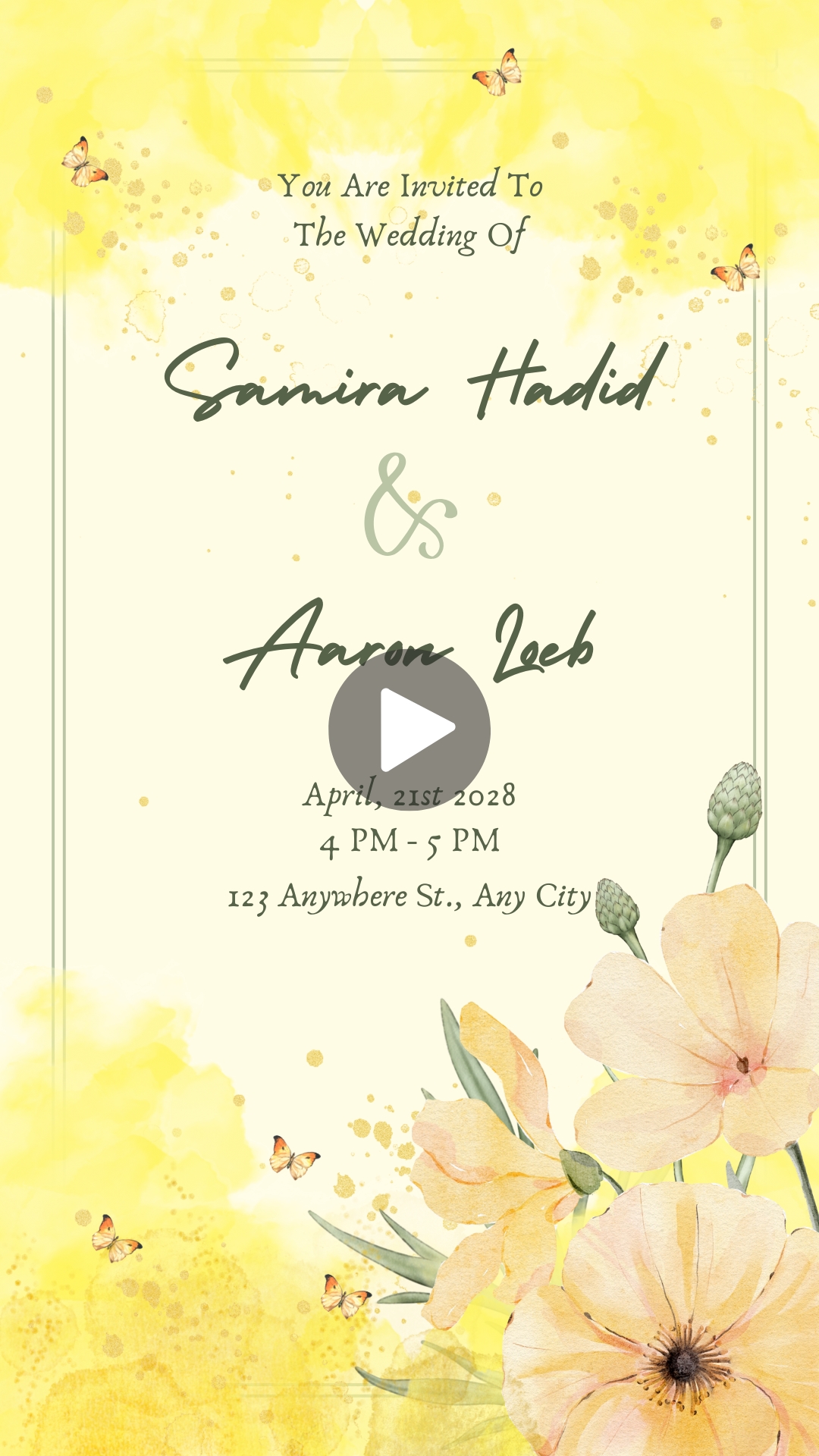 Yellow and Green Watercolor Wedding Invitation Mobile Video