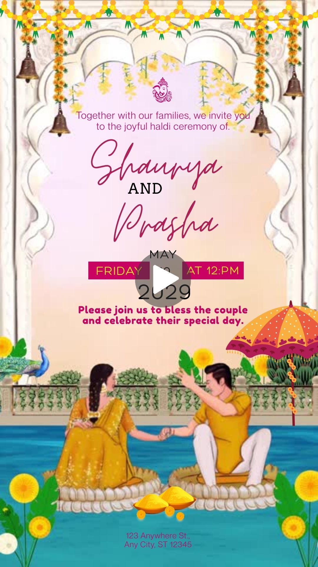 Yellow and Pink Traditional Haldi Ceremony Your Story Free
