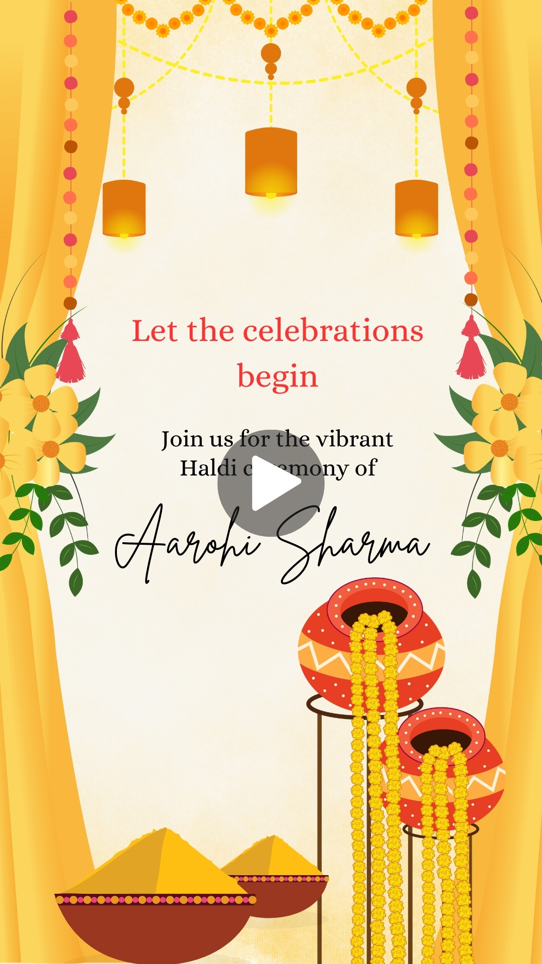 Yellow and Red Traditional Haldi Ceremony Video HD Editing Free