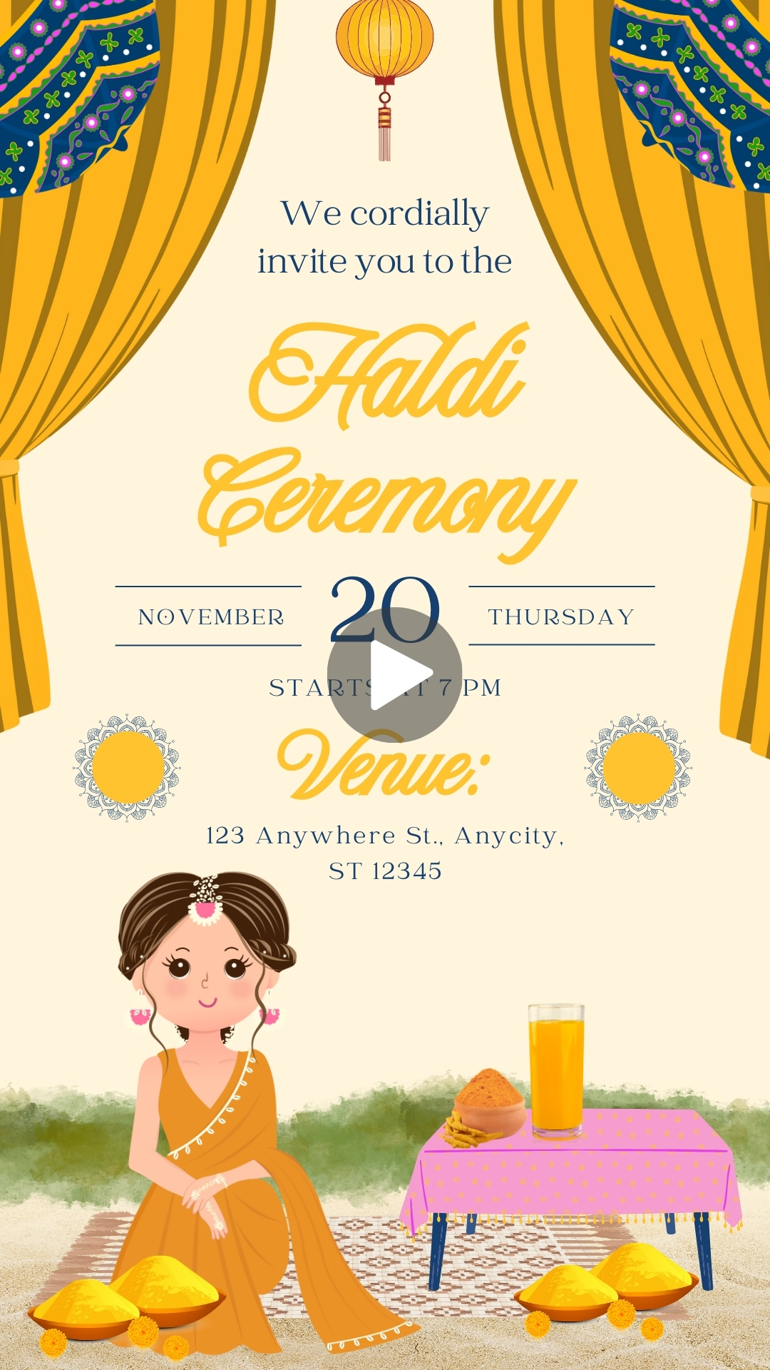 haldi and mehndi ceremony invitation card