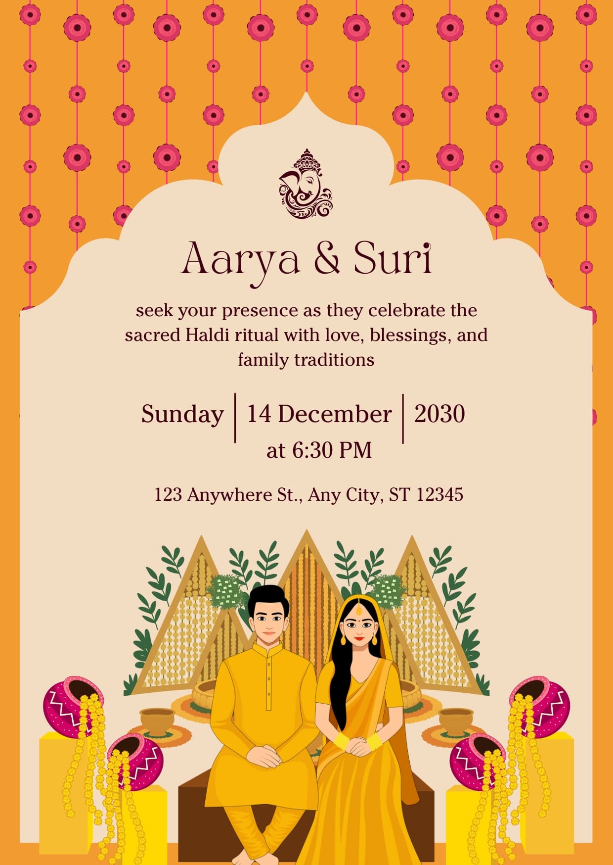 Cute Couple Haldi Ceremony Invitation Cards
