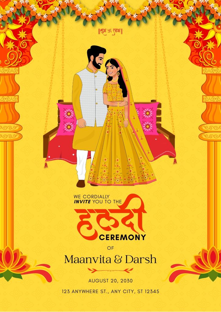 Haldi Ceremony Invitation Digital Card, Poster & Templates
