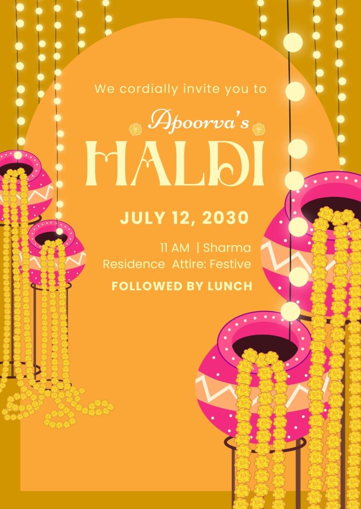 Haldi Invitation Digital Card, Poster & Templates
