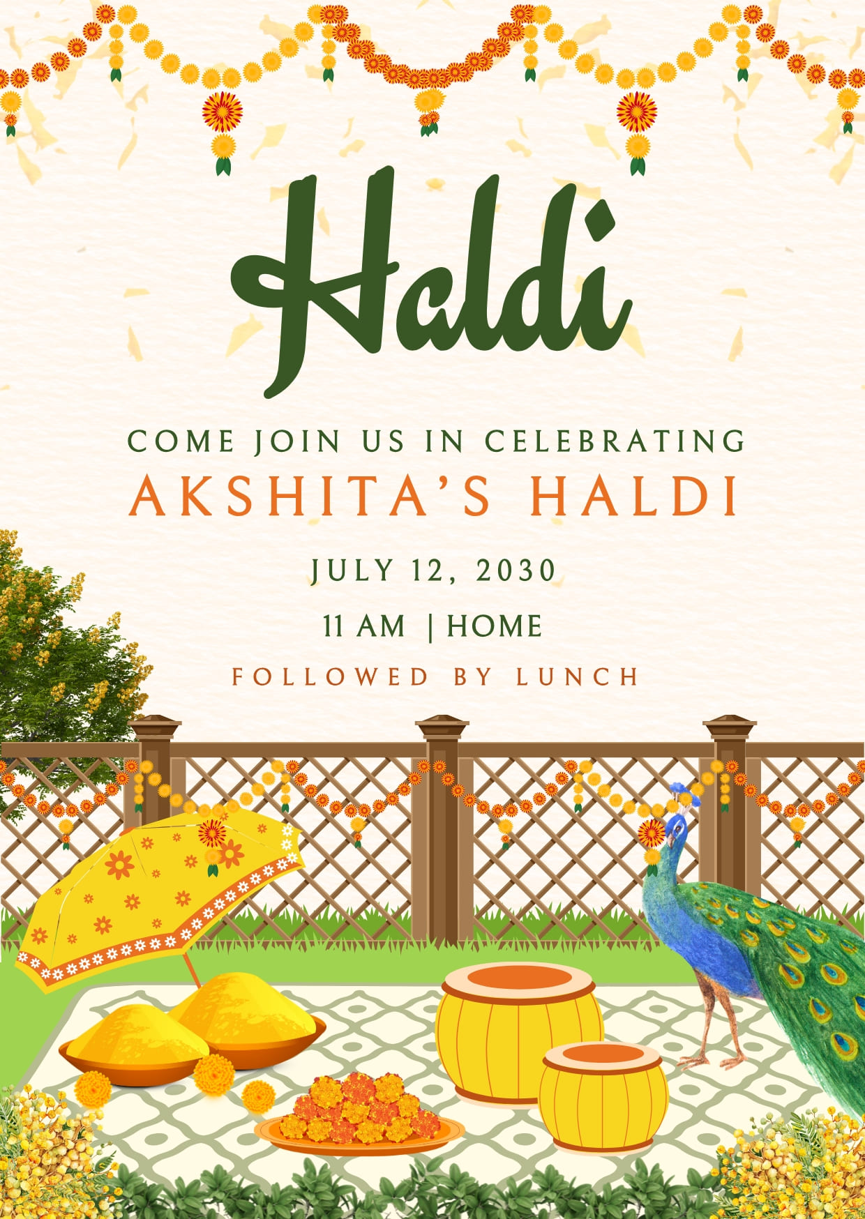 Haldi Wedding Invitation Digital Card, Poster & Templates