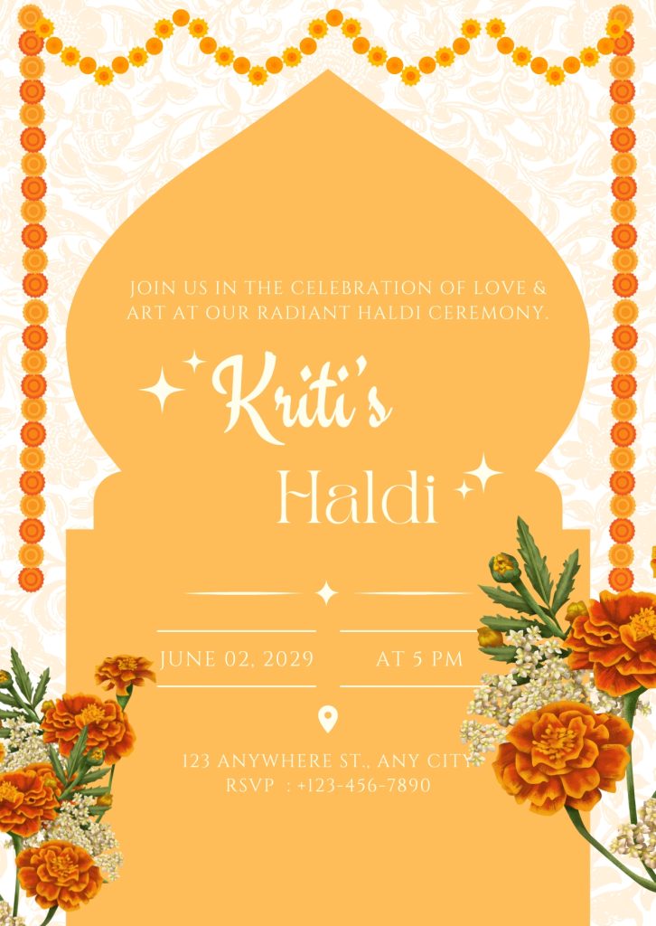 White and Yellow Traditional Indian Haldi Invitation Poster Cards