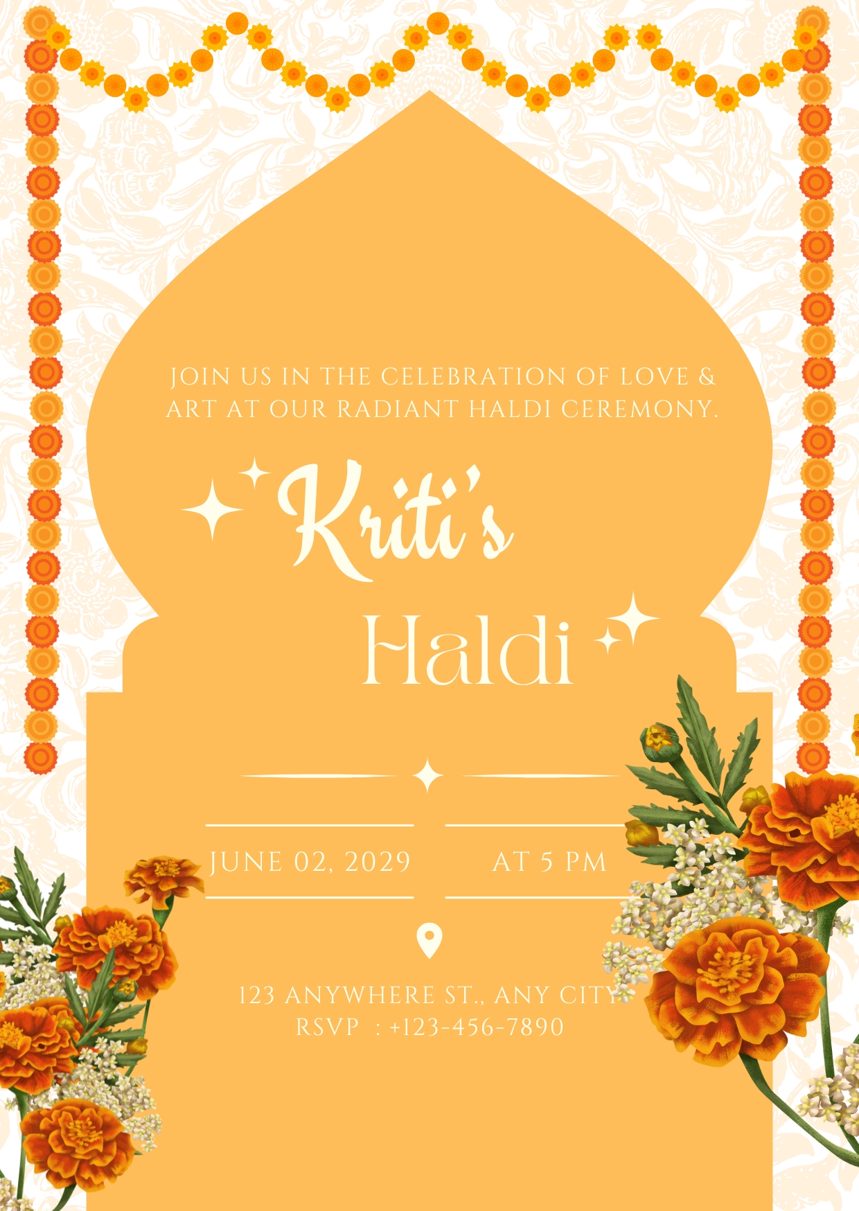 White and Yellow Traditional Indian Haldi Invitation Poster Cards