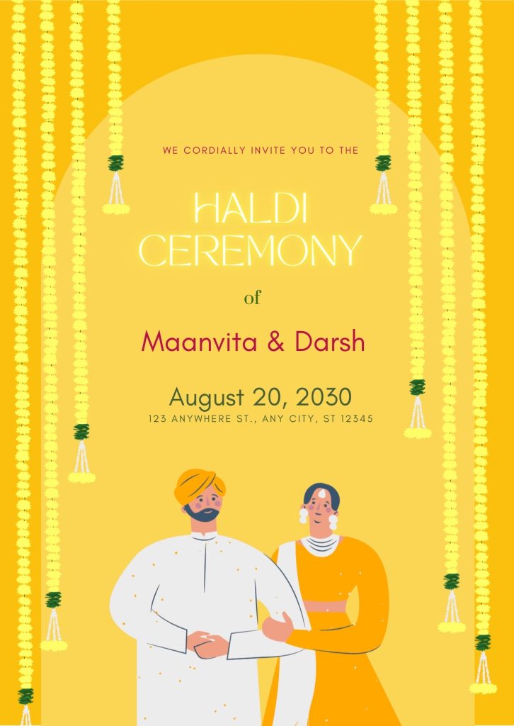Yellow and Orange Haldi Invitation Poster Cards