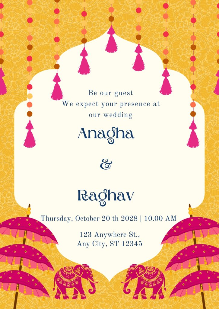 Yellow and Pink Haldi Ceremony Invitation Poster Cards