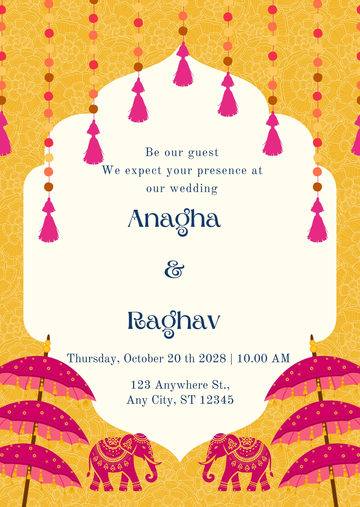 Yellow and Pink Haldi Ceremony Invitation Poster Cards